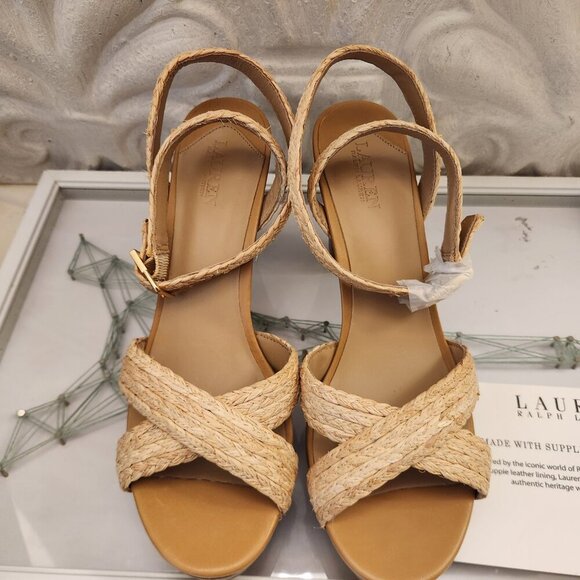 Ralph Lauren "Sasha" Raffia Platform Sandals. NIB. Size Various - Picture 6 of 13
